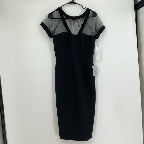 Maggy London Dresses & Skirts - Maggy London Illusion Yoke Crepe Cocktail Dress Black NWT Sz 8 Elegant Cocktail